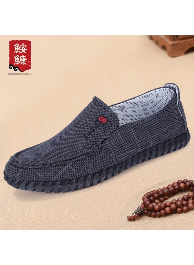 Anglerfish Trendy Men's Casual Shoes, Dad Shoes, Old Beijing Cloth Shoes, Non-slip Breathable Soft-soled Ak33355, Black, Size 40 - Image 1