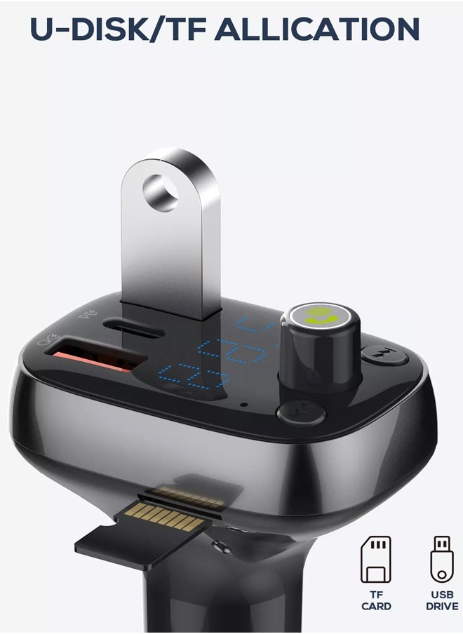 LDNIO - FM Transmitter 36W Car Wireless Radio Adapter Universal Car Charger with QC3.0 PD Fast Car Charger - Image 1
