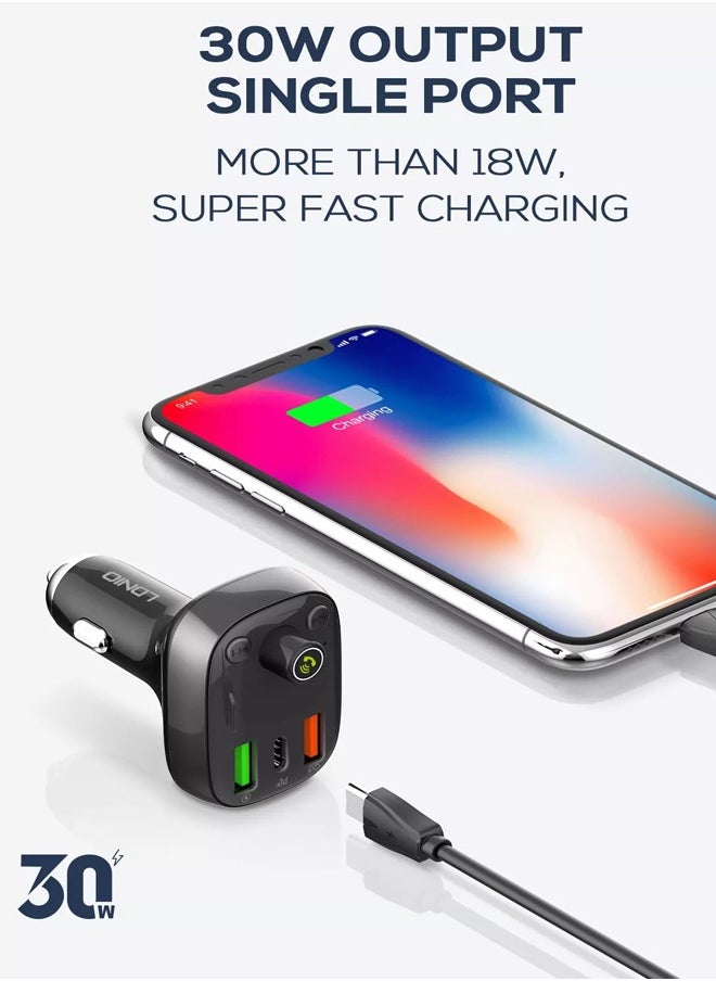 LDNIO - FM Transmitter 36W Car Wireless Radio Adapter Universal Car Charger with QC3.0 PD Fast Car Charger - Image 1
