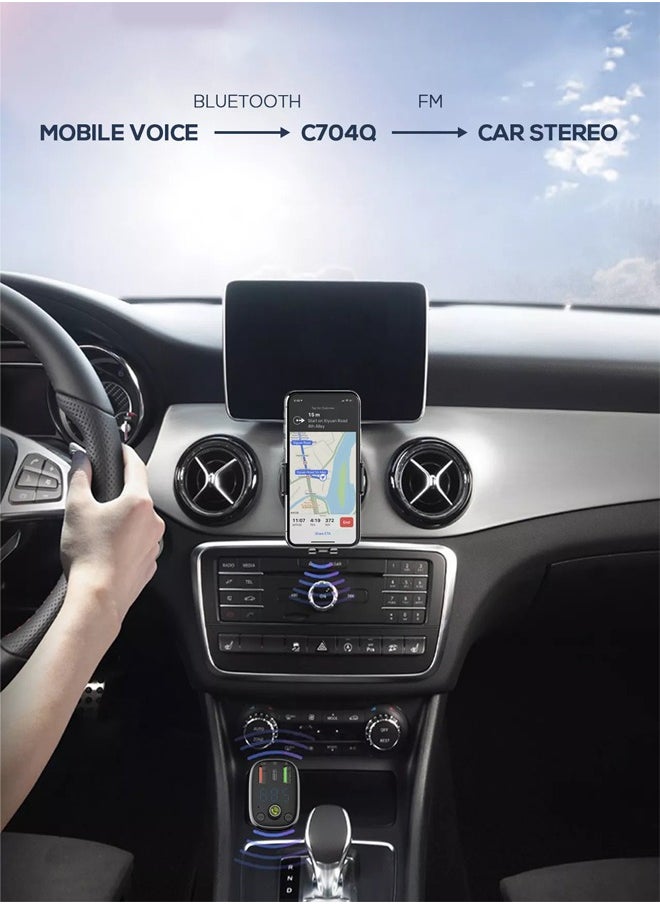 LDNIO - FM Transmitter 36W Car Wireless Radio Adapter Universal Car Charger with QC3.0 PD Fast Car Charger - Image 1