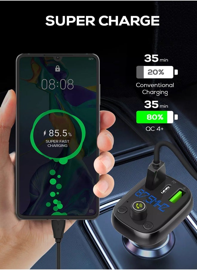 LDNIO - FM Transmitter 36W Car Wireless Radio Adapter Universal Car Charger with QC3.0 PD Fast Car Charger - Image 1