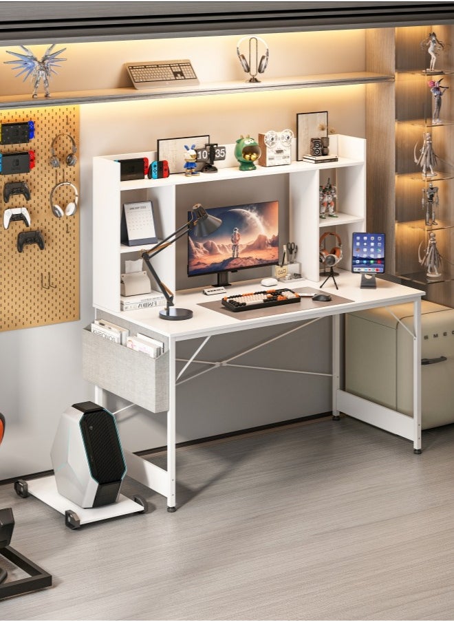 Study Desk with Bookshelf, Writing Desk for Kids,Computer Table Home Office Desks With Storage Bag,CPU Holder, Storage Rack