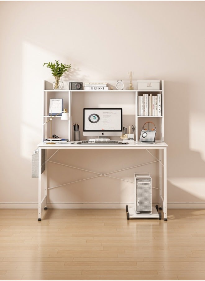 Study Desk with Bookshelf, Writing Desk for Kids,Computer Table Home Office Desks With Storage Bag,CPU Holder, Storage Rack