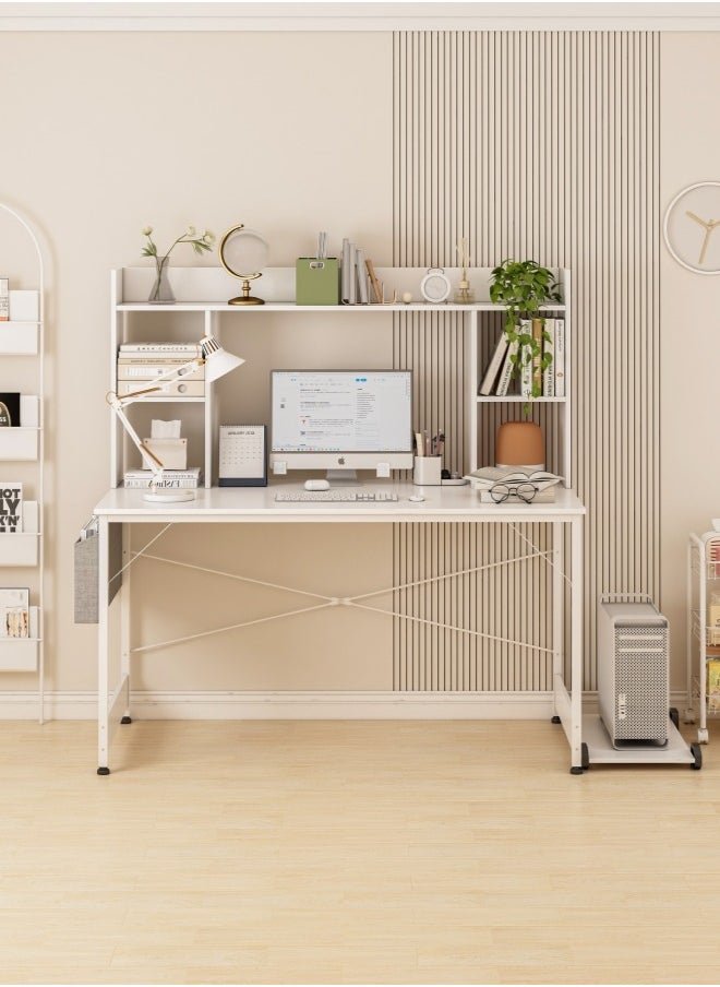Study Desk with Bookshelf, Writing Desk for Kids,Computer Table Home Office Desks With Storage Bag,CPU Holder, Storage Rack