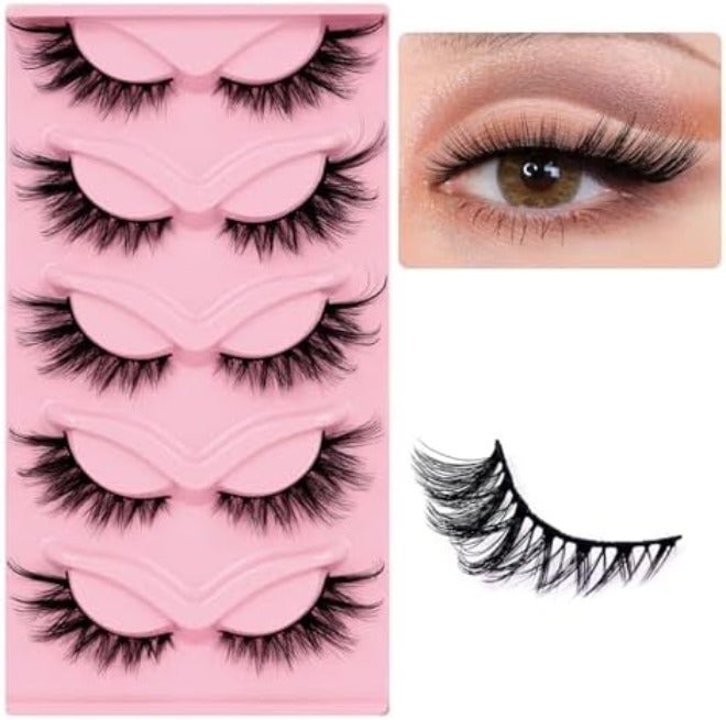 TORMEN 10 Pairs Half False Eyelashes, 3D Handmade Mink False Eyelash Set, Transparent Cat Eye Natural Short Eyelash - Image 1