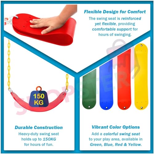 Shopster Replacement Flexible Swing Seat for Kids & Adults - 27 Inches Long Wraparound Outdoor Swing, Non-Slip EVA Material, Non-Toxic, Ideal for Garden Fun - Blue - Image 4