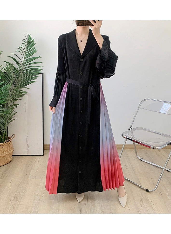 Shougu New Belt Collection Pleated Suit Collar Dress  - Image 1