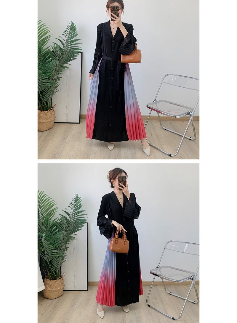 Shougu New Belt Collection Pleated Suit Collar Dress  - Image 3