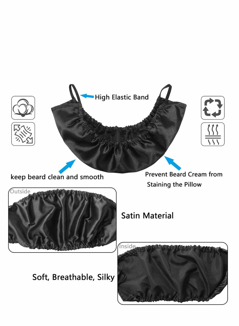 SYOSI Beard Caps Beard Bonnet, 4 Pack Men Beard Bib Black Beard Covers Soft Comfortable and Silky Satin Facial Hair, Apron Guard Bonnet Rag Man Bedtime  Beard Cap Ear Beard Bandana (Black) - Image 5
