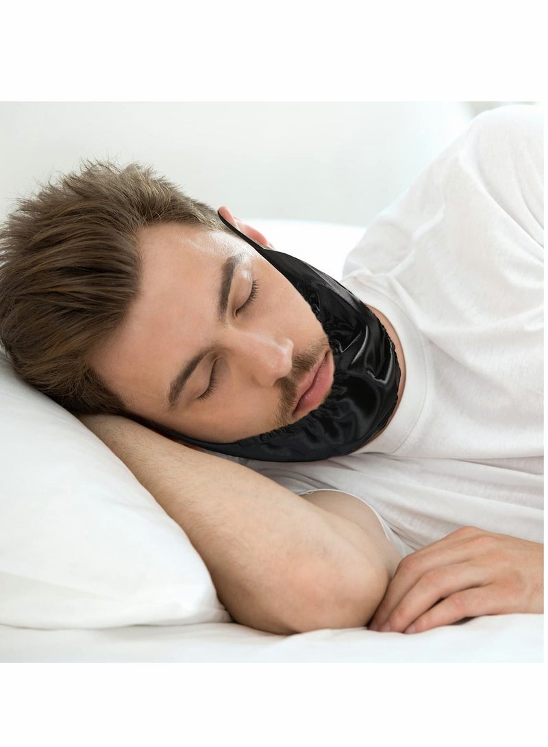 SYOSI Beard Caps Beard Bonnet, 4 Pack Men Beard Bib Black Beard Covers Soft Comfortable and Silky Satin Facial Hair, Apron Guard Bonnet Rag Man Bedtime  Beard Cap Ear Beard Bandana (Black) - Image 2