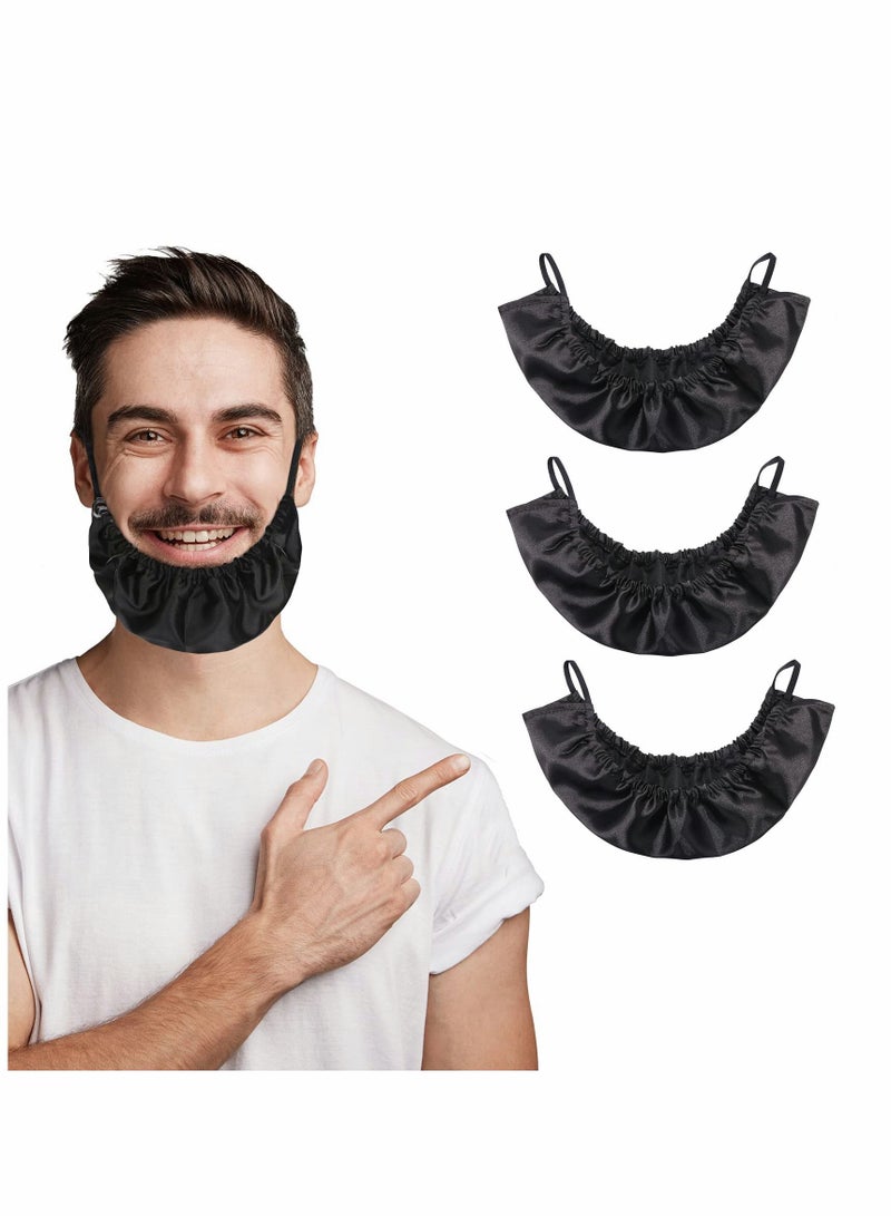 SYOSI Beard Caps Beard Bonnet, 4 Pack Men Beard Bib Black Beard Covers Soft Comfortable and Silky Satin Facial Hair, Apron Guard Bonnet Rag Man Bedtime  Beard Cap Ear Beard Bandana (Black) - Image 1
