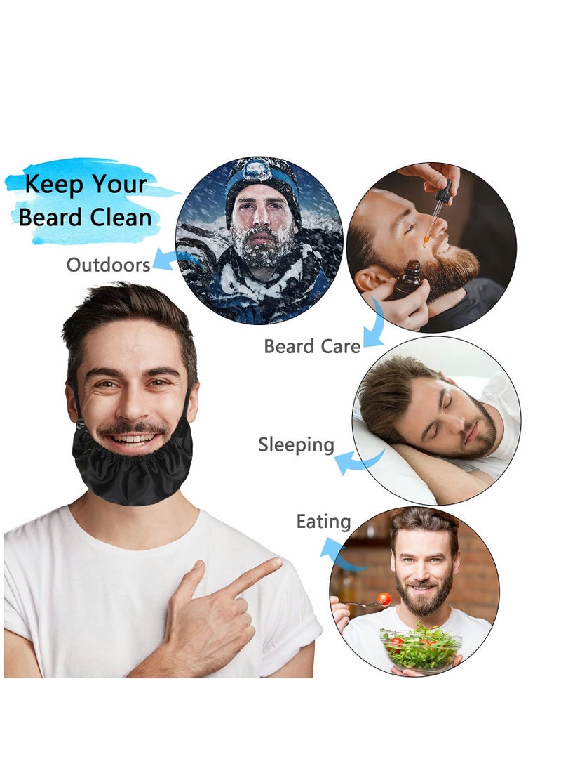 SYOSI Beard Caps Beard Bonnet, 4 Pack Men Beard Bib Black Beard Covers Soft Comfortable and Silky Satin Facial Hair, Apron Guard Bonnet Rag Man Bedtime  Beard Cap Ear Beard Bandana (Black) - Image 4