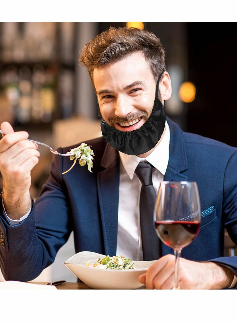 SYOSI Beard Caps Beard Bonnet, 4 Pack Men Beard Bib Black Beard Covers Soft Comfortable and Silky Satin Facial Hair, Apron Guard Bonnet Rag Man Bedtime  Beard Cap Ear Beard Bandana (Black) - Image 3