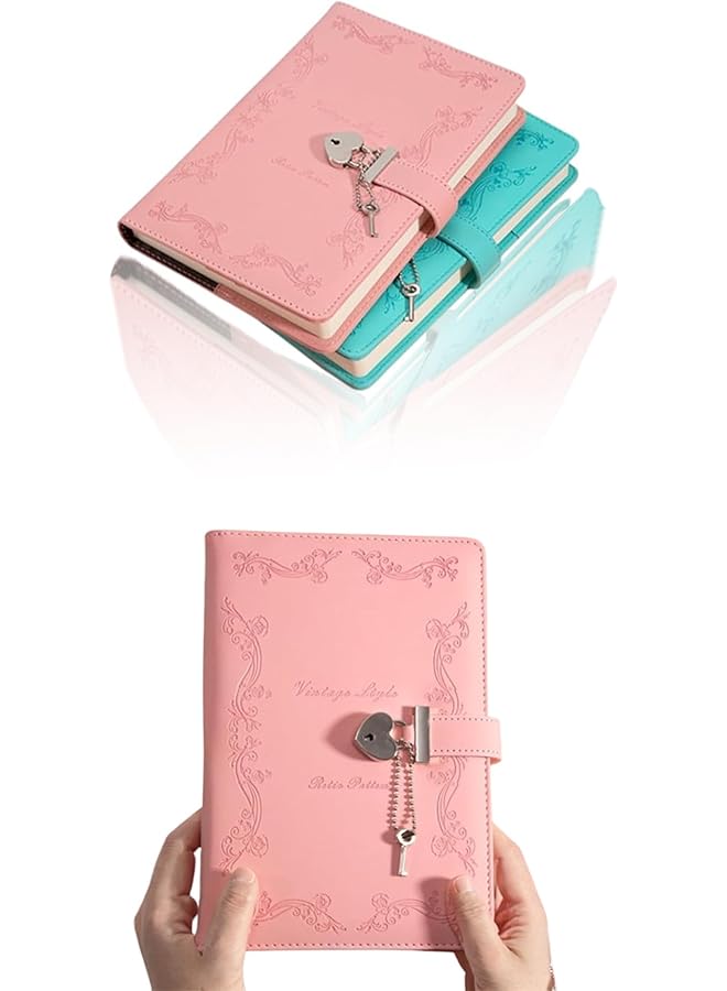 erorex Heart Shaped Lock Diary With Pen A5 Size Soft Pu Leather Journal Personal Planner And Writing Notebook Secret Notebook Gift For Adults Kids Writers Girls And Women Pink  - Image 1