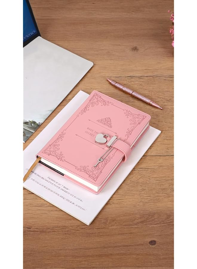erorex Heart Shaped Lock Diary With Pen A5 Size Soft Pu Leather Journal Personal Planner And Writing Notebook Secret Notebook Gift For Adults Kids Writers Girls And Women Pink  - Image 5