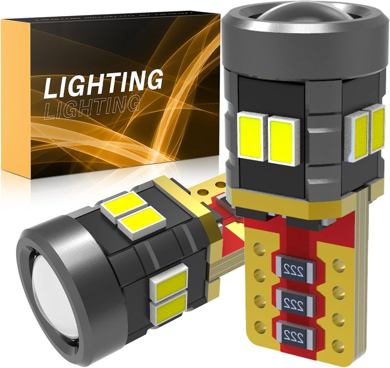 194 لمبة لوحة ترخيص LED عالية السطوع بنسبة 400% من نوع T10 168 2825 W5W لمبات للقبة والخريطة والباب والمقصورة الداخلية للسيارة بلون أبيض 6000K، عبوة من 2 - Image 1