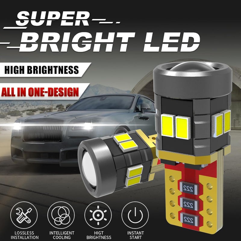 194 لمبة لوحة ترخيص LED عالية السطوع بنسبة 400% من نوع T10 168 2825 W5W لمبات للقبة والخريطة والباب والمقصورة الداخلية للسيارة بلون أبيض 6000K، عبوة من 2 - Image 2