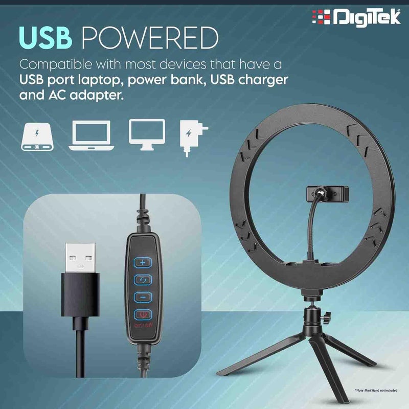 Digitek ® (DRL-14) ضوء حلقة احترافي بحجم 14 بوصة مع دعم USB - أضواء بدرجات حرارة مزدوجة، كابل USB ومحول AC متضمن - مثالي للتصوير الفوتوغرافي والفيديو، يوتيوب (بدون حامل) - Image 4