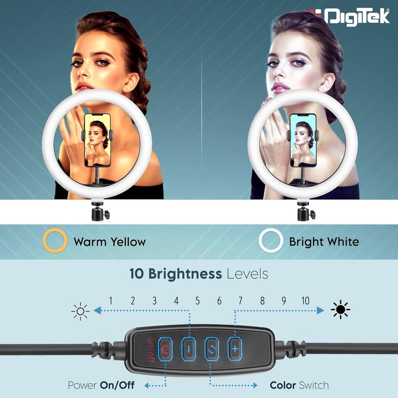 Digitek ® (DRL-14) ضوء حلقة احترافي بحجم 14 بوصة مع دعم USB - أضواء بدرجات حرارة مزدوجة، كابل USB ومحول AC متضمن - مثالي للتصوير الفوتوغرافي والفيديو، يوتيوب (بدون حامل) - Image 3