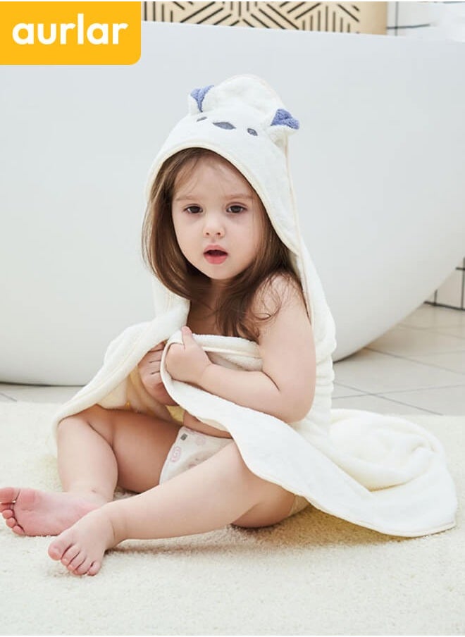 Aurlar - Hooded Baby Bath Towel – Ultra Soft Coral Fleece Wrapper, Super Absorbent Newborn Swaddle Blanket, 90×90 cm, Baby Shower Gift for Boys & Girls - Image 1