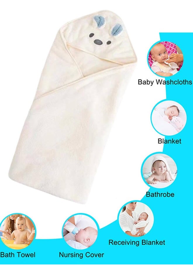 Aurlar - Hooded Baby Bath Towel – Ultra Soft Coral Fleece Wrapper, Super Absorbent Newborn Swaddle Blanket, 90×90 cm, Baby Shower Gift for Boys & Girls - Image 1