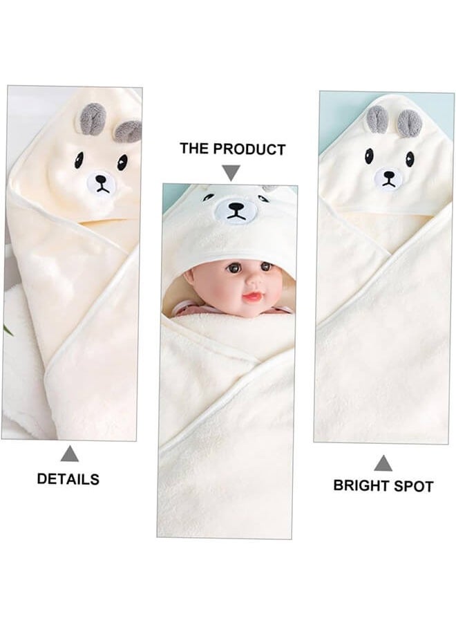 Aurlar - Hooded Baby Bath Towel – Ultra Soft Coral Fleece Wrapper, Super Absorbent Newborn Swaddle Blanket, 90×90 cm, Baby Shower Gift for Boys & Girls - Image 1