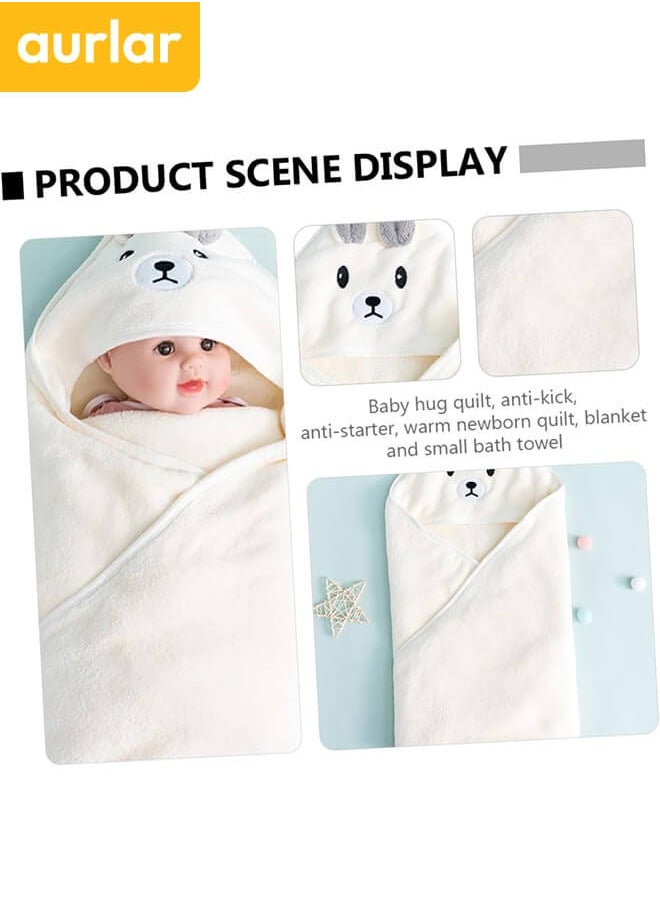 Aurlar - Hooded Baby Bath Towel – Ultra Soft Coral Fleece Wrapper, Super Absorbent Newborn Swaddle Blanket, 90×90 cm, Baby Shower Gift for Boys & Girls - Image 1