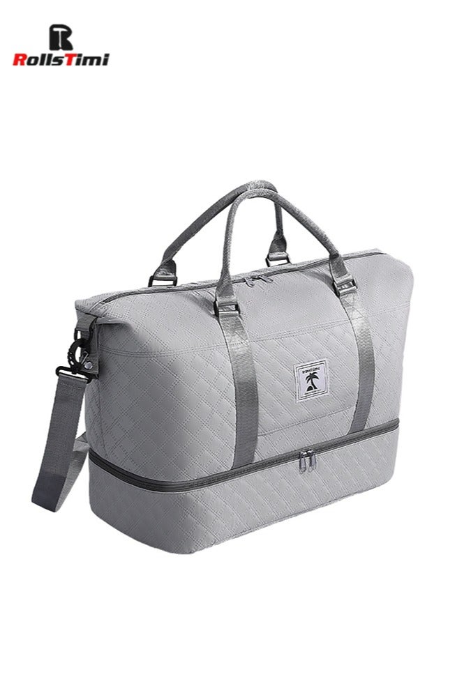 رولستيمي حقيبة تخزين ذات سعة كبيرة مع ملابس أحذية لليوجا واللياقة البدنية ، حقيبة سفر قصيرة قابلة للطي ، منظم ، رمادي - Image 1