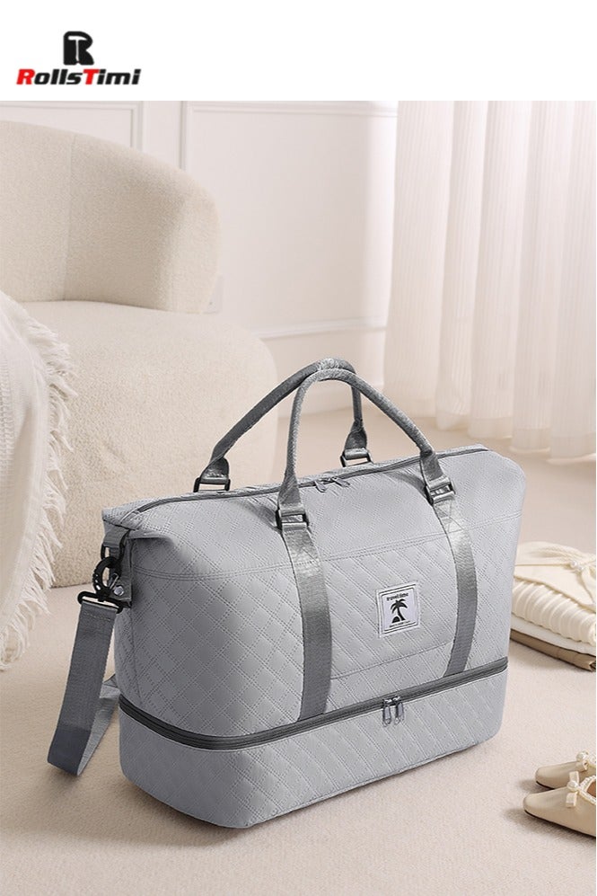 رولستيمي حقيبة تخزين ذات سعة كبيرة مع ملابس أحذية لليوجا واللياقة البدنية ، حقيبة سفر قصيرة قابلة للطي ، منظم ، رمادي - Image 3