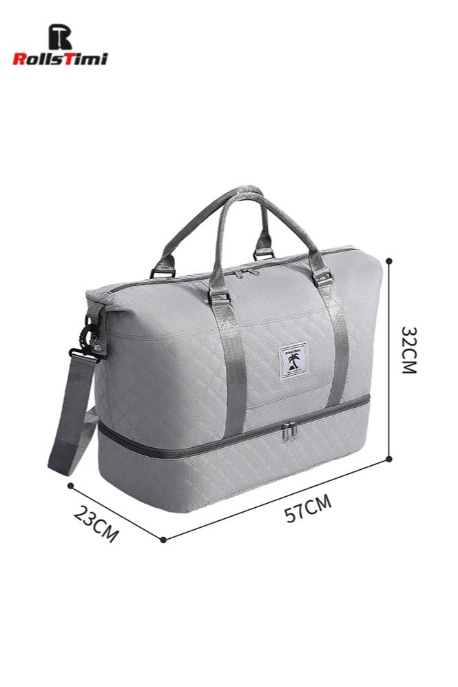 رولستيمي حقيبة تخزين ذات سعة كبيرة مع ملابس أحذية لليوجا واللياقة البدنية ، حقيبة سفر قصيرة قابلة للطي ، منظم ، رمادي - Image 2