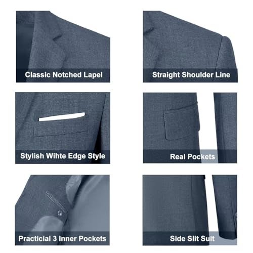 Lynerun Men's Suit for Men Slim Fit 3 Piece Suit Set Formal 2 Button Dark Grey Tuxedo for Prom Groomsmen Wedding Business Party Blazer Vest Pants Set XL - Image 4