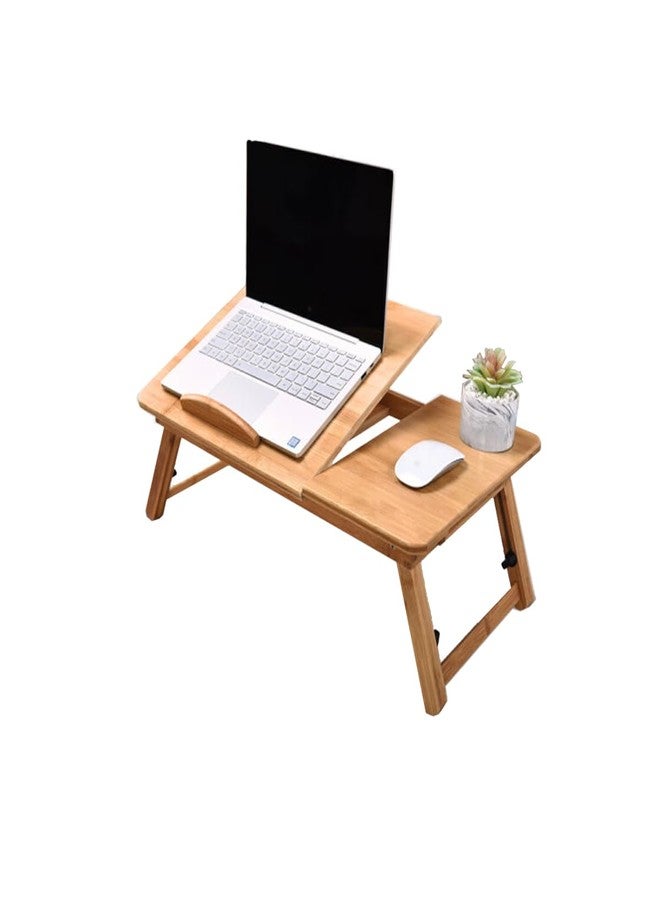 SKYZONAL Bamboo Laptop Desk, Adjustable Portable Bamboo Laptop Table with Drawer, Folding Breakfast Tray Padded Lap Work Tray for Working Writing Drawing Surfing Reading Eating - Image 1