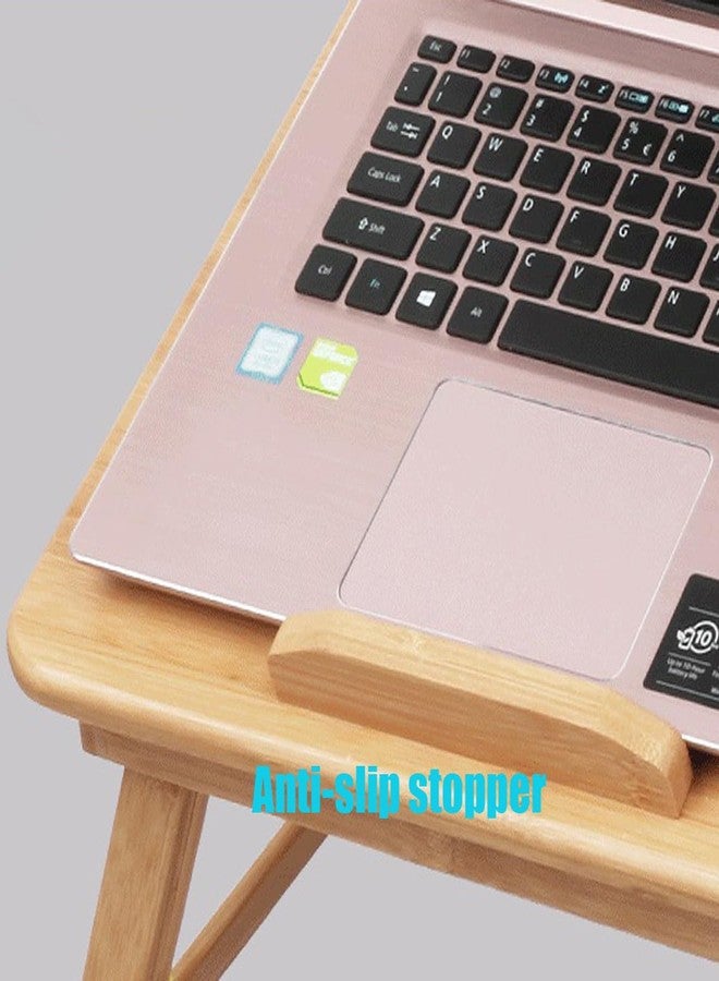 SKYZONAL Bamboo Laptop Desk, Adjustable Portable Bamboo Laptop Table with Drawer, Folding Breakfast Tray Padded Lap Work Tray for Working Writing Drawing Surfing Reading Eating - Image 5