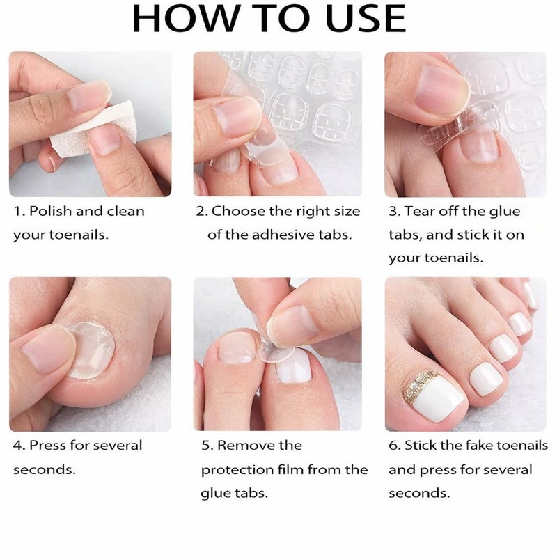 Press On Toenails - Set Of 12 Nail Tips, Pre-Shaped Full Cover False Nails & Professional Nail Glue, Quick & Easy Application (Sweet Black Heart) - Image 2