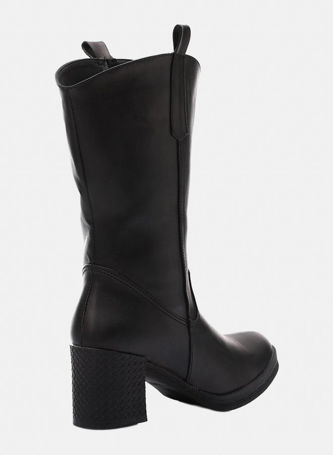 XO Style Leather Ankle Boot -Black 7CM - Image 3