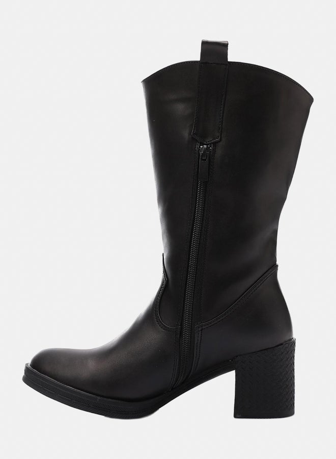 XO Style Leather Ankle Boot -Black 7CM - Image 4