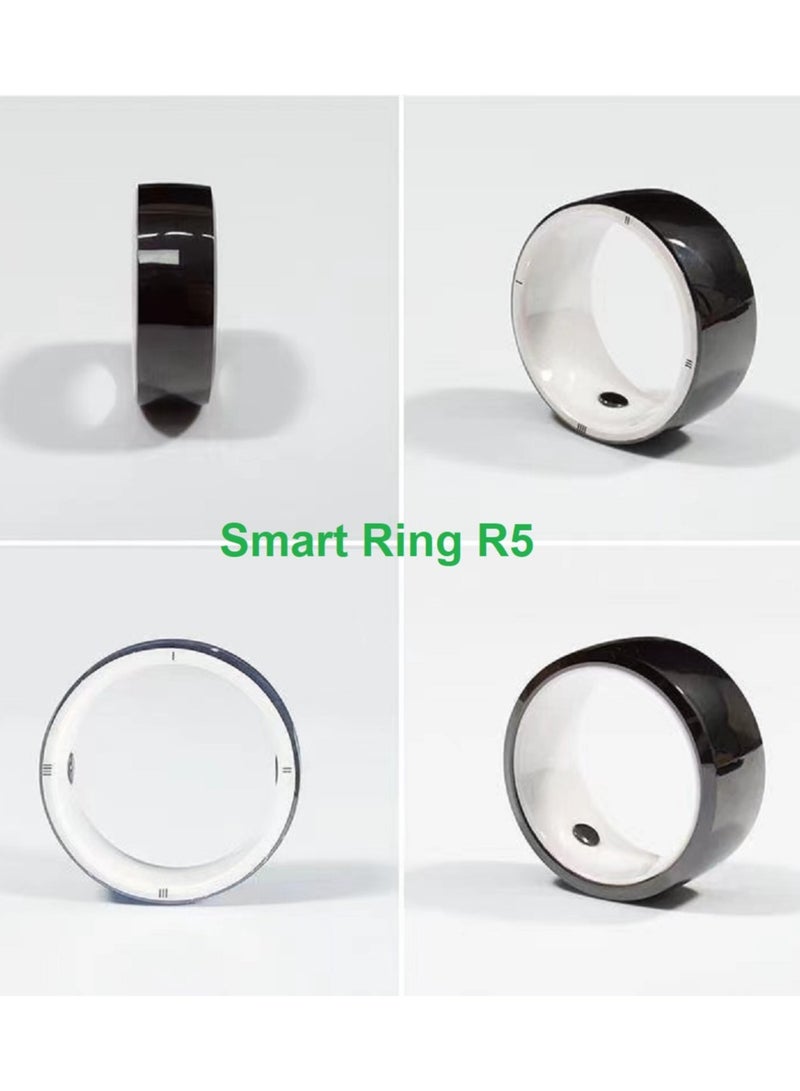 general Smart Ring R5 Newest Intelligent Wearable Device Build-in 6 RFID Cards 128GB Wireless Disk Sharing 2 Health Stones NFC Functions for iPhone Android Size: M (Perimeter longer than 58-63mm, Diameter 19mm) - Image 2