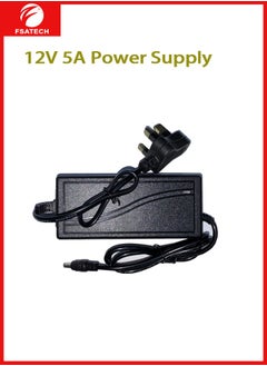 FSATECH 12V 5A 60W AC to DC Adapter Power Supply Converter AC 100V ~ 240V to DC 12V 5amp Transformer with 5.5x2.1mm DC Output Jack for 5050 3528 LED Strip Module Light, CCTV Camera System，Router  - Image 1