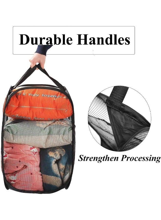 YelaJoy Laundry Basket Clothes Hamper, Foldable Storage Basket,Collapsible Clothes Washing Laundry Hamper,Travel Hamper,Mesh Pop Up Laundry Hamper with Carry Handle （Black） - Image 3