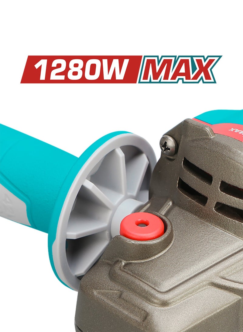 TOTAL Cordless Angle Grinder, 42V Brushless Motor, 115mm Disc, 3-Speed 3000/6500/10000rpm, 1280W, with 2.5Ah Battery Pack, Charger, 25 Cutting Discs, 3 Flap Discs, Diamond Disc, Carrying Case - Image 5