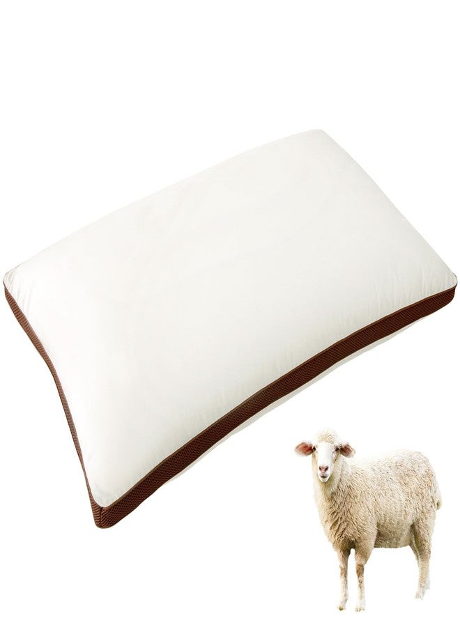 YOUR MOON Natural Wool Pillow Queen Size, Luxury Australian Wool & Microfiber Fill, Medium Soft Support Breathable Bed Pillow for Sleeping, 100% Cotton Cover, Natural Wool Pillows (Off White) - Image 1