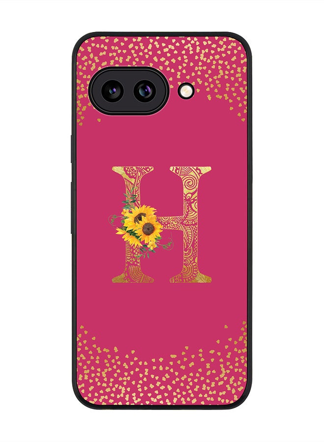 Stylizedd For Google Pixel 9a Case,Slim fit Camera Protection, Shockproof Thin Phone cover  - Custom Floral Monogram - H ( Deep Pink )