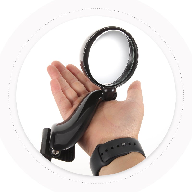 Black Round Blind Spot Convex Mirror Left Side For Car SUV Front Wheel Zone Assistance - Image 5