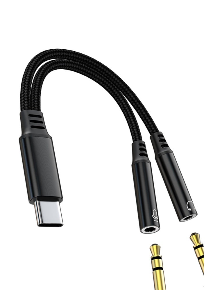 3.5mm Headset Splitter for iPhone 16 15 Pro Max AUX to USB C Adapter (2in1) Headphone Audio Jack Cable for Apple Dongle Phone Compatible for Samsung Microphone Car Cord Female Accessorie for IPad - Image 1