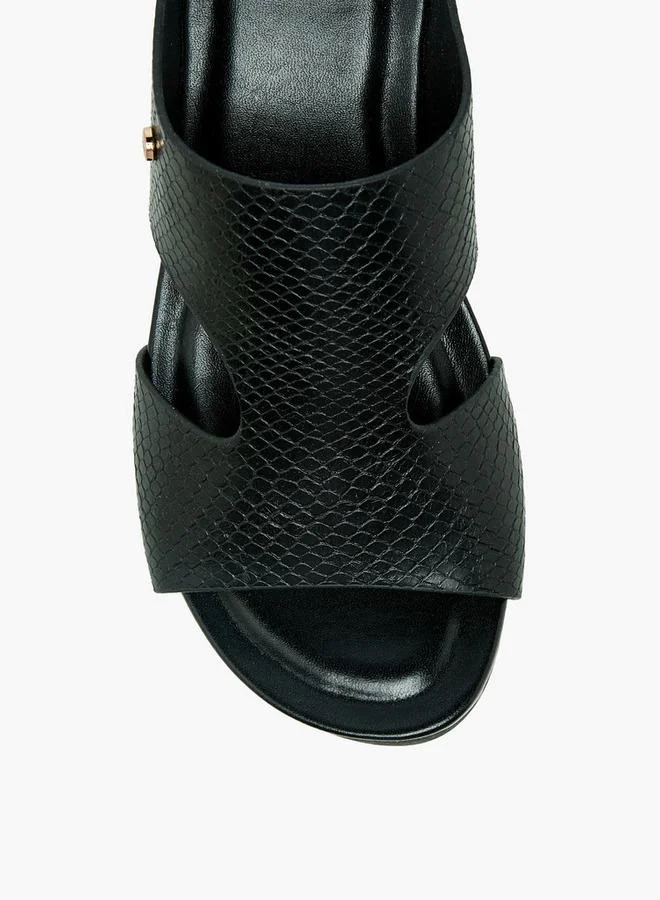 Flora Bella By Shoexpress BLACK Women Textured Wedge Heel Sandals for Women | Best Price UAE