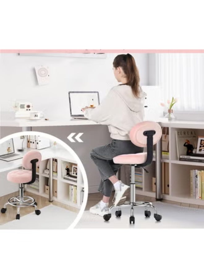 Office Stool with Circular Footrest – Removable Backrest, Velvet Wheels, 15 cm Height Adjustment – Ideal for Massage Salon, Clinics, or Office - Image 5