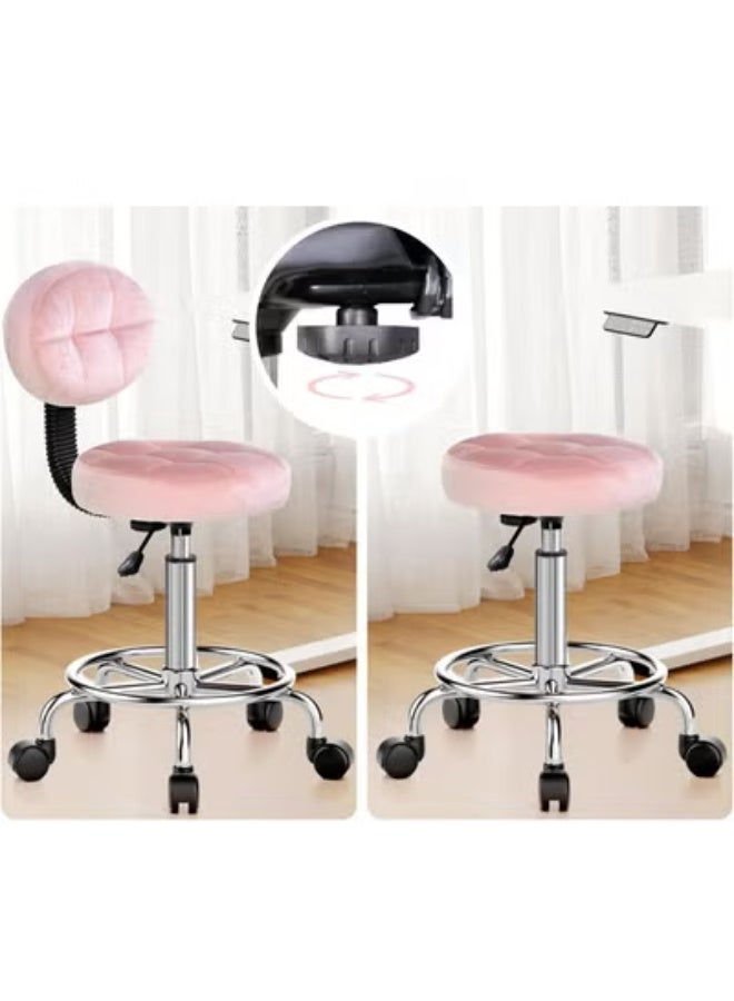 Office Stool with Circular Footrest – Removable Backrest, Velvet Wheels, 15 cm Height Adjustment – Ideal for Massage Salon, Clinics, or Office - Image 3