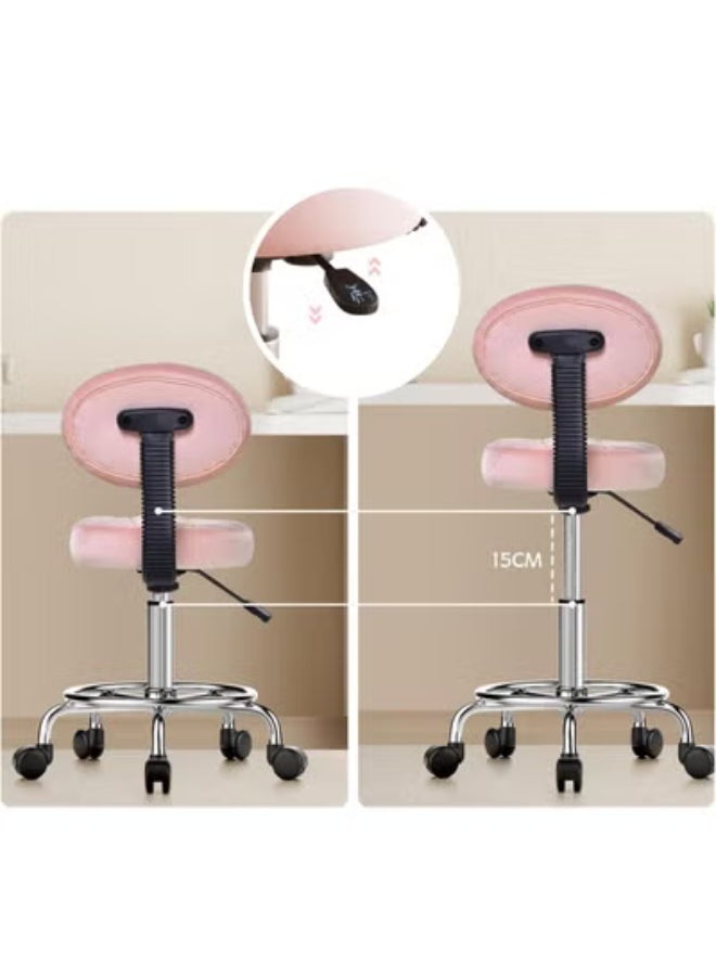 Office Stool with Circular Footrest – Removable Backrest, Velvet Wheels, 15 cm Height Adjustment – Ideal for Massage Salon, Clinics, or Office - Image 2
