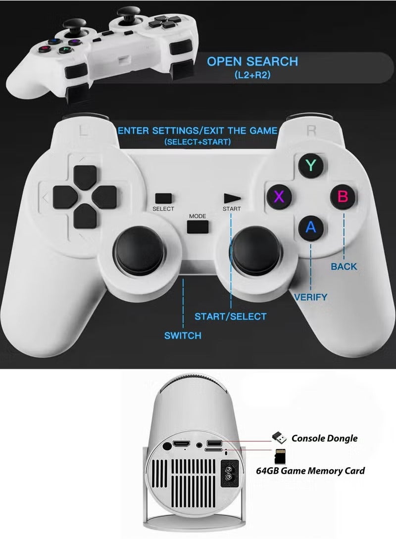 HY-300 HD Projector: 64GB TF Card, 10,000 Games, Dual Consoles, Android 11.0, 120 Lumens, WiFi 6, Bluetooth 5.0, HDMI/USB - Image 4