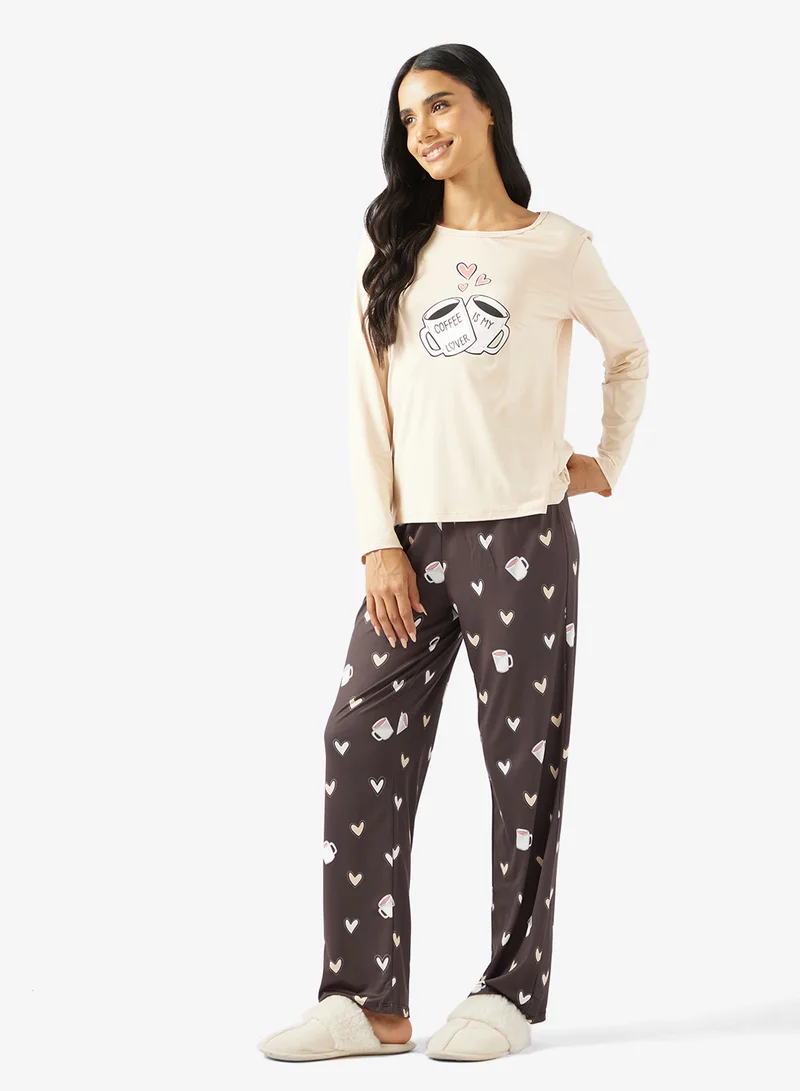 Ginger  Graphic T-shirt & Pyjama Set for Women | Best Price UAE